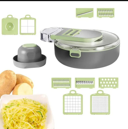 Découpe-Légumes Multifonction 6 en 1 – Râpe, Trancheuse et Mandoline avec Collecteur