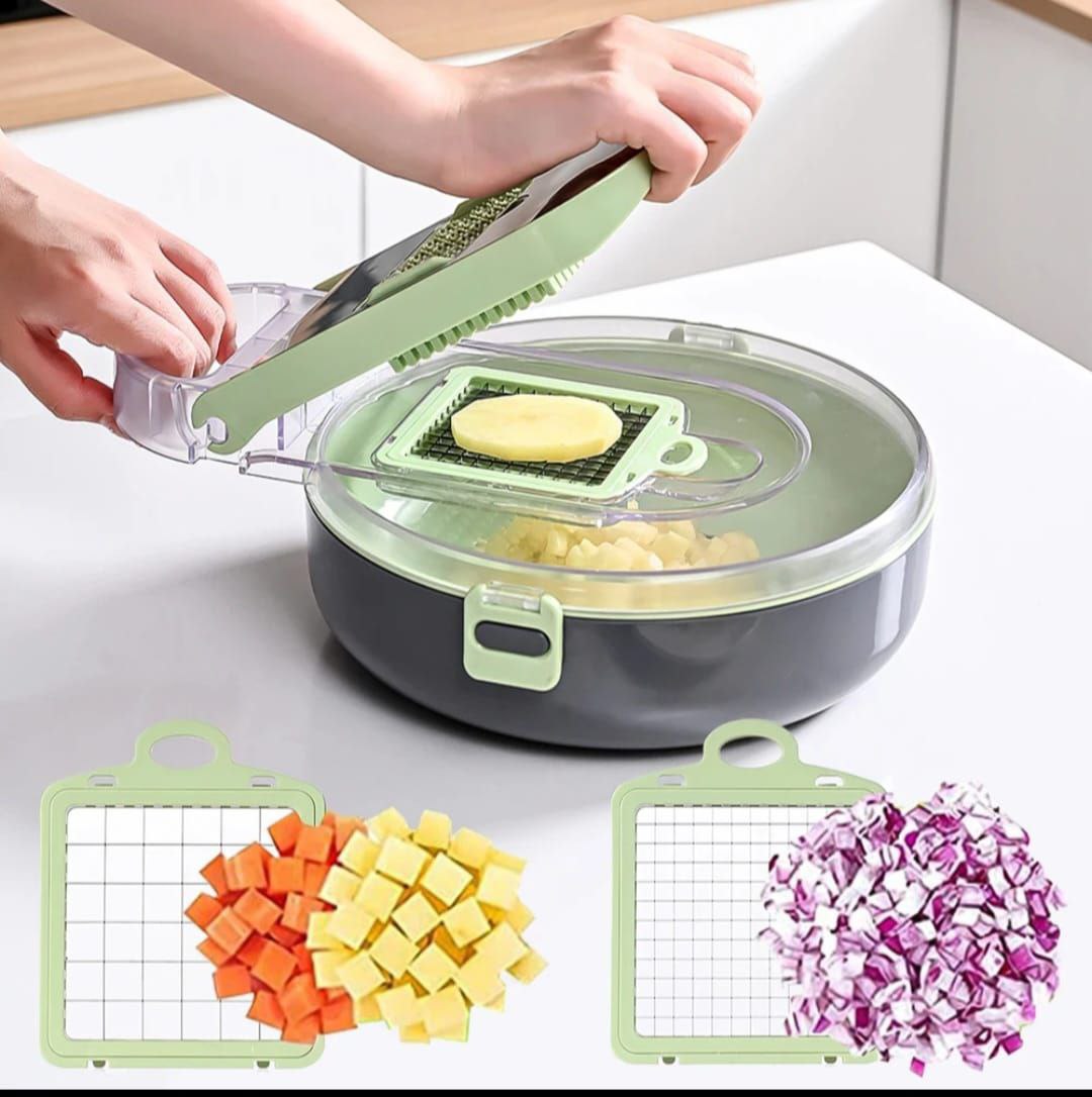 Découpe-Légumes Multifonction 6 en 1 – Râpe, Trancheuse et Mandoline avec Collecteur